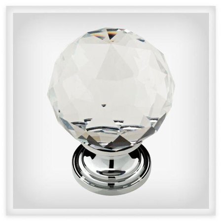 MARCO FRIO 1.187 in. Faceted Glass Cabinet Knob, Chrome & Clear MA2009329